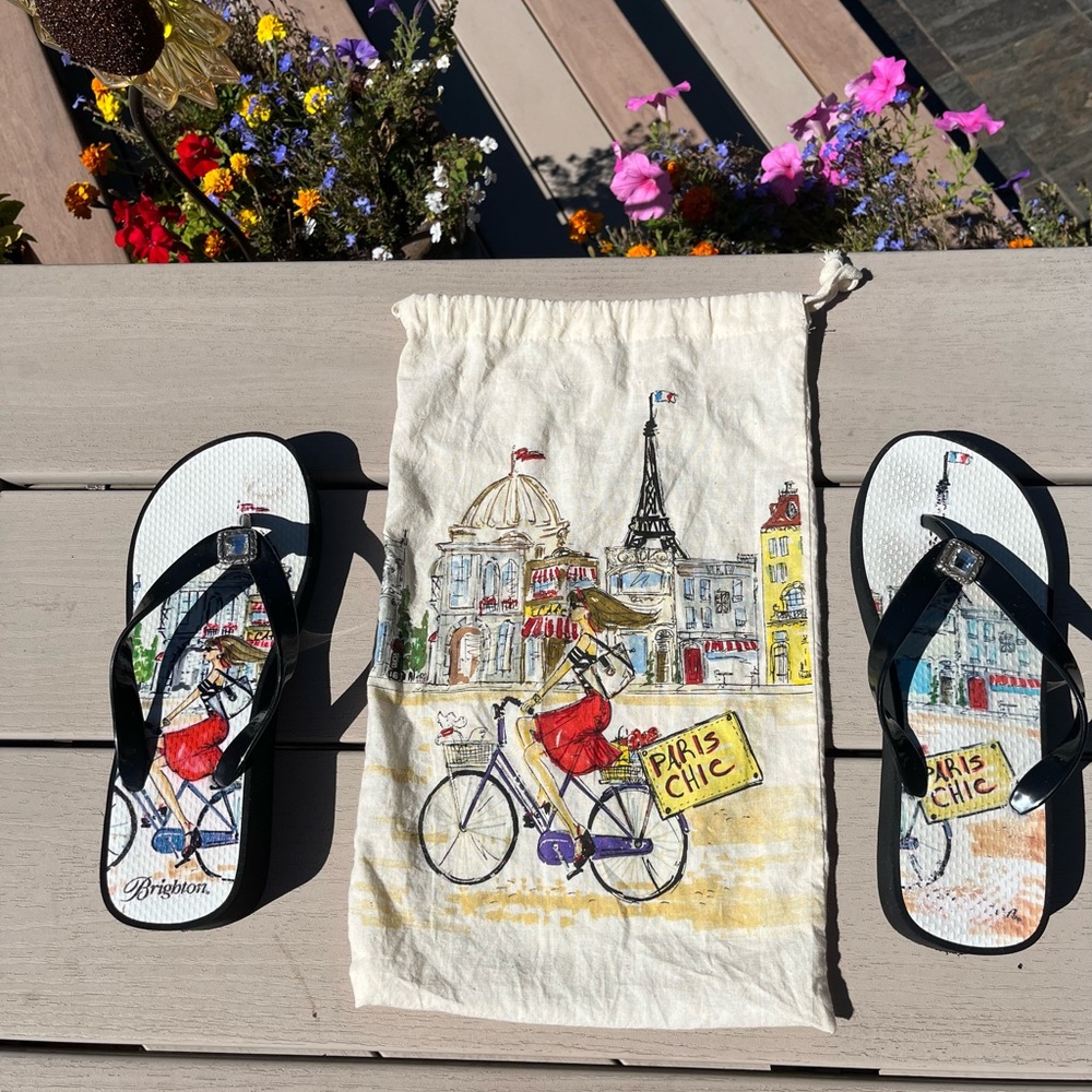 Brighton Paris Chic Wedge Flip Flops size 8